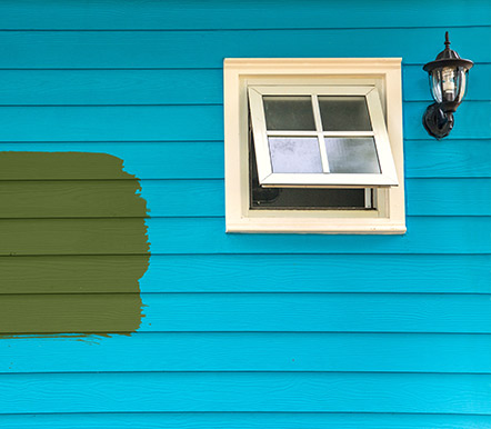 Blue wall with window