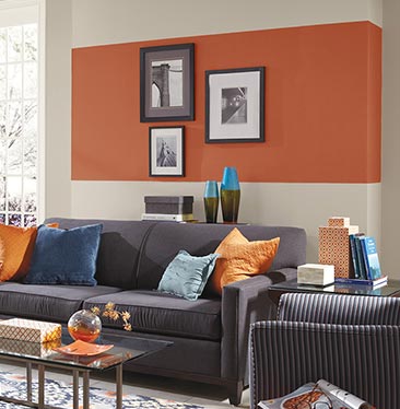 Living Room painted with Cayenne