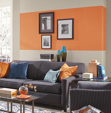 Living Room painted with Knockout Orange