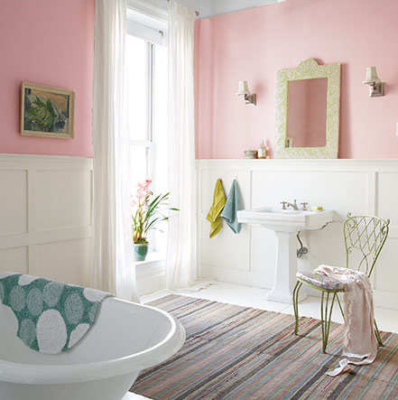 Bathroom painted with Rosy Outlook